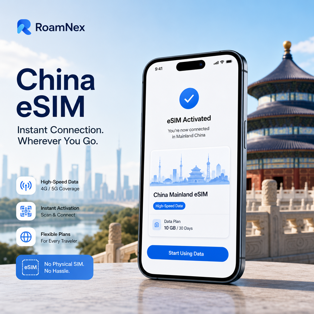China Mainland eSIM|Instant Travel Data for China Mobile & China Unicom