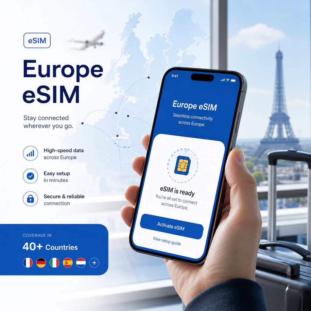 Europe eSIM | Travel Data Plan for Europe (33 Areas) 旅行 eSIM 套餐,支持 EU-33 使用